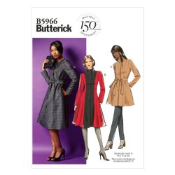 5966 Butterick Easy Fit Flare Lined Princess Jacket, Coat, Belt Pattern 8-16 A/B C D  or 18W-24W Choice New